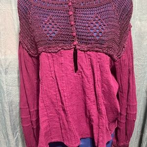 Purple crochet free people top xs
